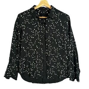 Rails ROCSI Constellation Star Print Button Up Shirt Green Black White Small